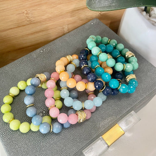 Happy Jade Beaded Bracelets, 8 Colors