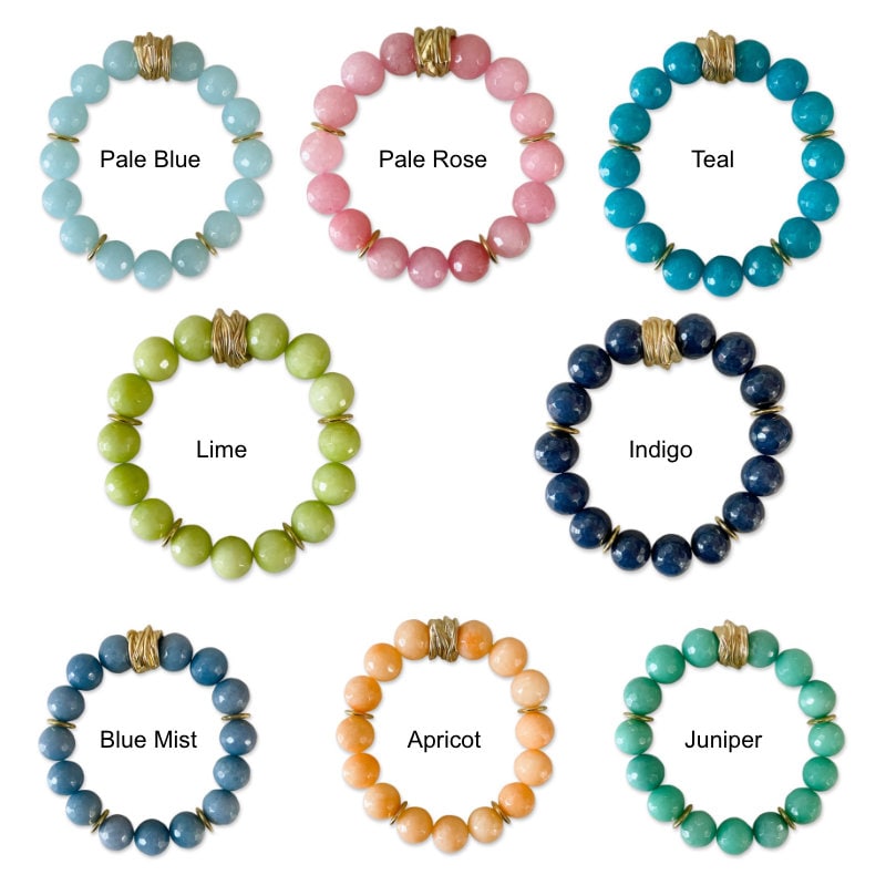 Happy Jade Beaded Bracelets, 8 Colors