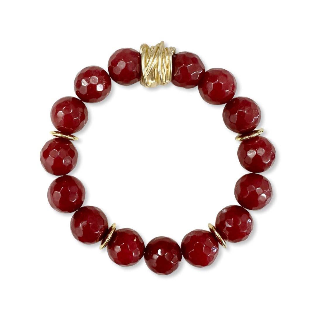 Happy Jade Bracelet - Cranberry