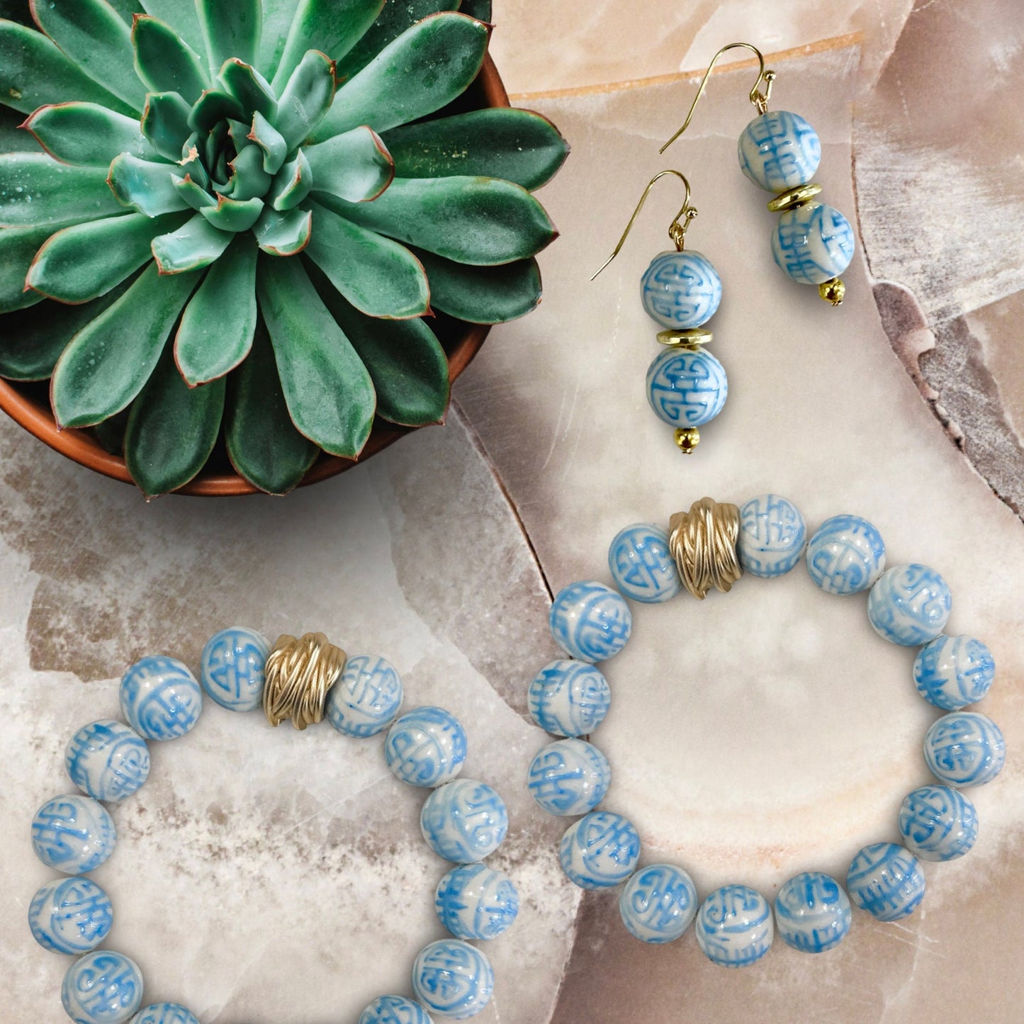 Pale Blue Chinoiserie Earrings